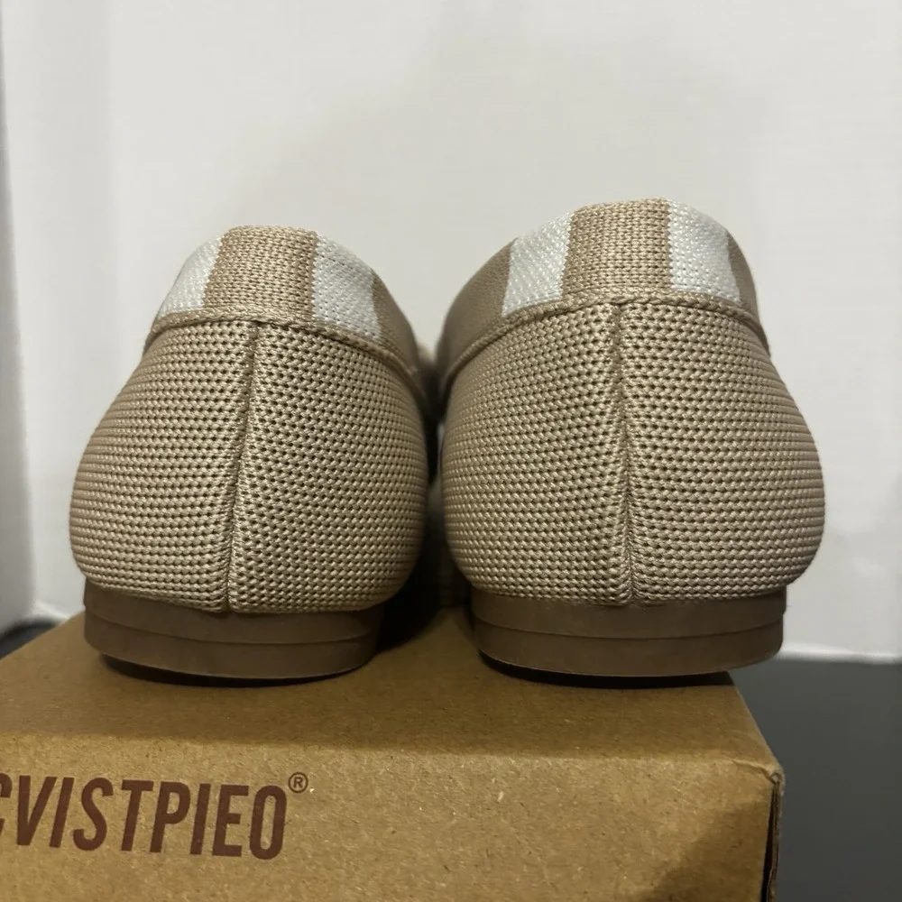 Cvistpieo Loafers Women's Nude Beige Slip On Work Flats Knit Shoes Size 12